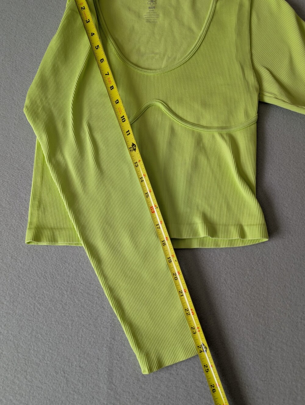 Bustier Style Long Sleeve Ribbed Top Lime Neon Green XL/XXL Activewear Soft Girl image 7